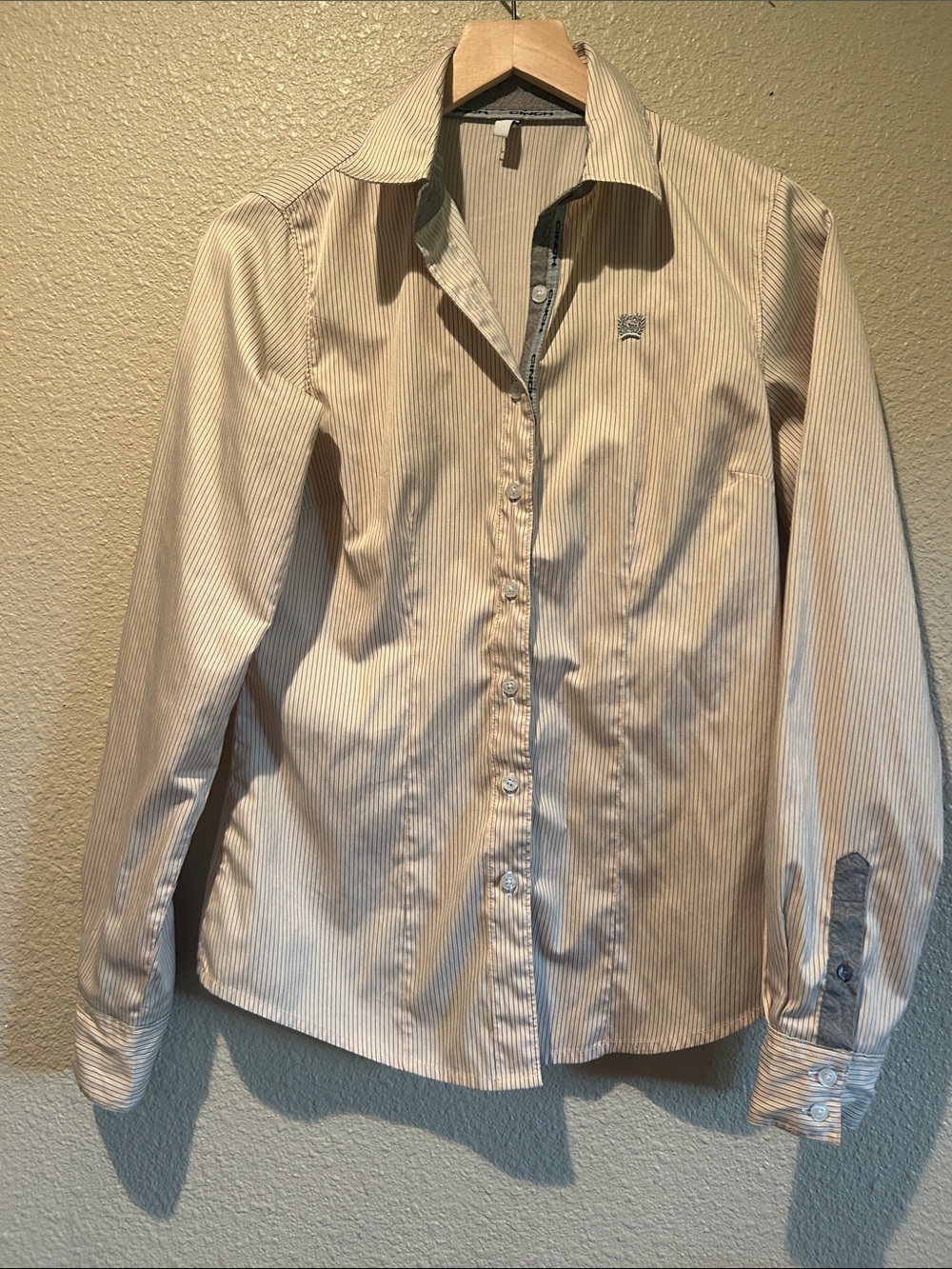 Cinch Women's Cream Pinstripe Button Down Shirt